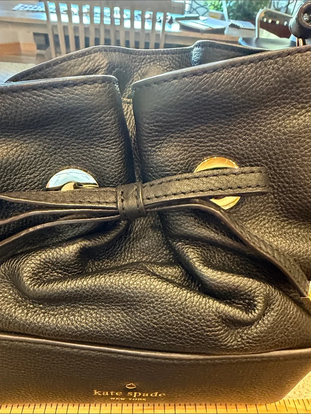 NWT kate spade New York Black Pebbled Leather Drawstring Crossbody